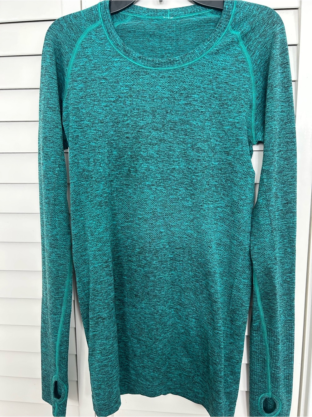 lululemon athletica Teal Heather Scoop-Neck Long Sleeve Sweater